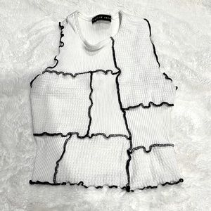 Size small fitted cropped tank from Mixology (Brooklyn Karma) colors:white&black